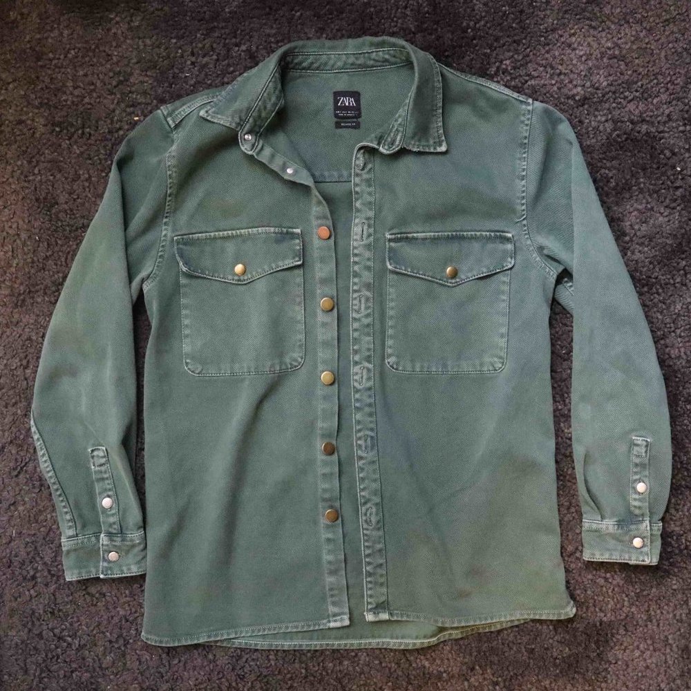 Green Zara jean shirt